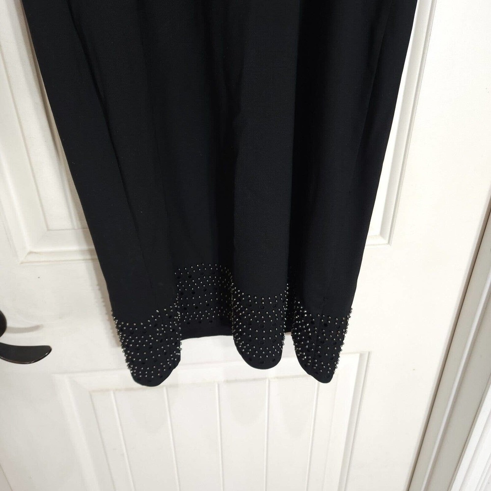 Catherine Malandrino Dress Black Wool Studded Grommet Eyelet Slip Y2K Runway 2 - Picture 10 of 12